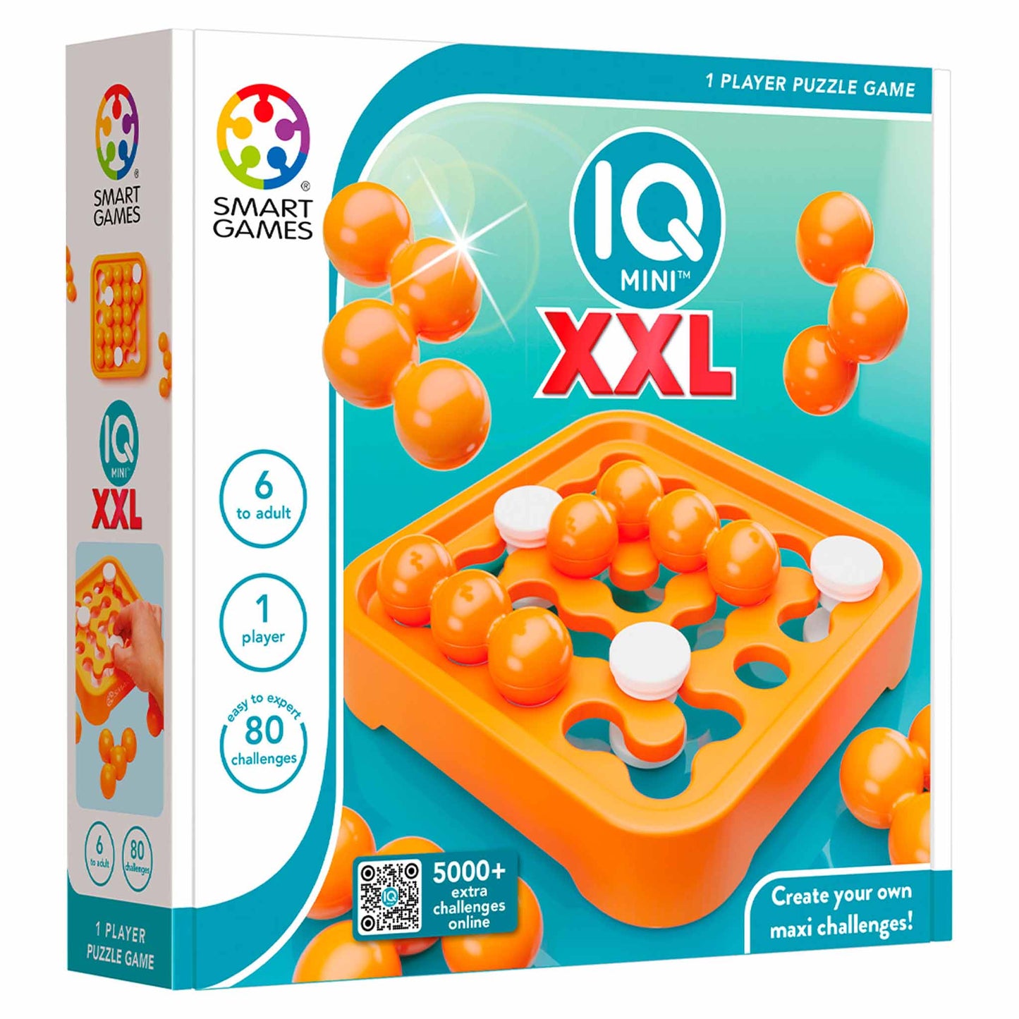 Photo of box of IQ Mini XXL mind puzzle by Smart Games.