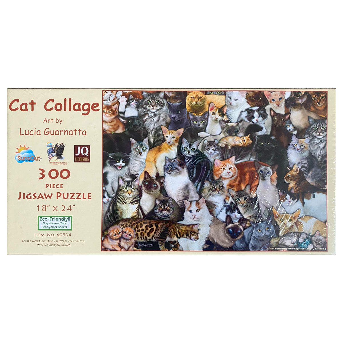 Photo of box of Cat Collage puzzle by Sunsout.