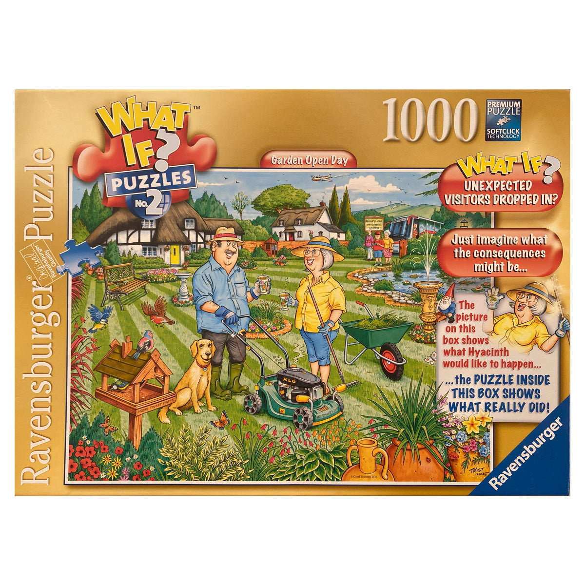 Photo of box of Garden Open Day What if Puzzle by Ravensburger.