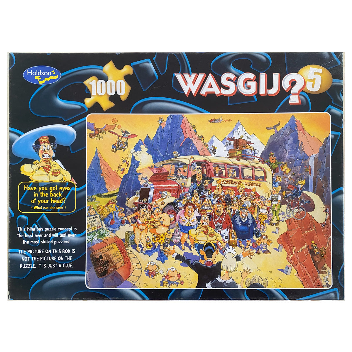 Photo of box of Late Booking! Wasgij Original #5 puzzle.