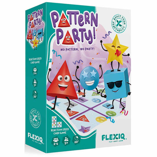 Photo of box of Pattern Party reaction speed game by FLEXIQ.