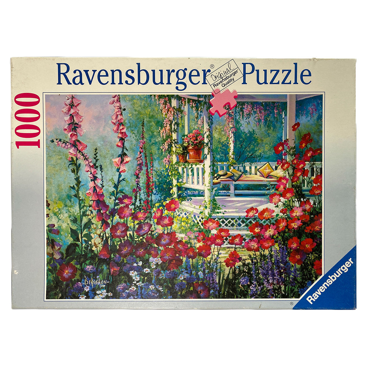 Photo of box of Pavilion Amongst Flowers Ravensburger puzzle.
