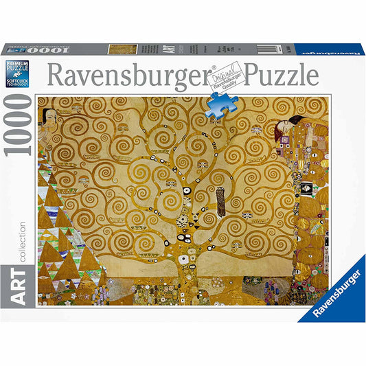 Image of the box of The Tree of Life Ravensburger Puzzle by Gustav Klimt.