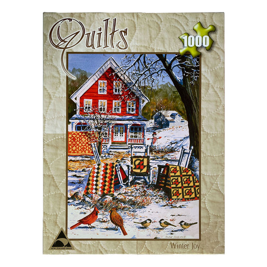 Photo of box of Winter Joy Quilts puzzle by Holdson.