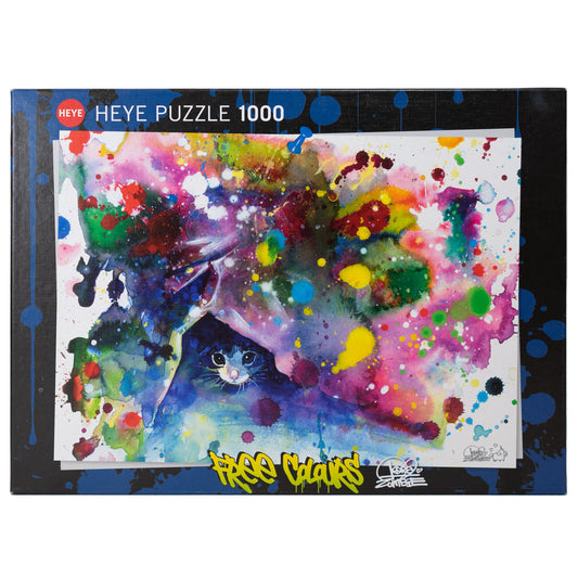 Photo of box of Meow Free Colours HEYE puzzle by artist Lora Zombie.