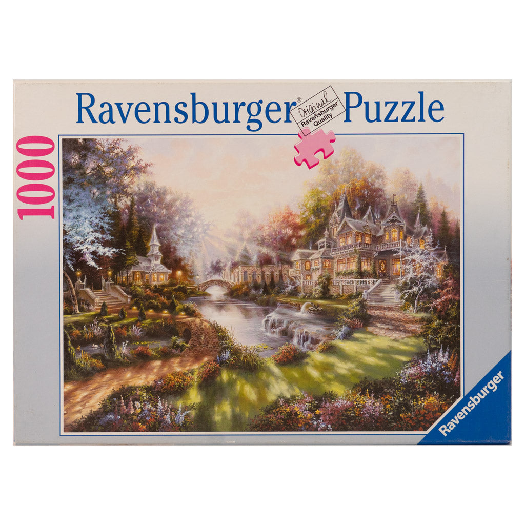 Photo of box of Morning Glory Ravensburger puzzle.